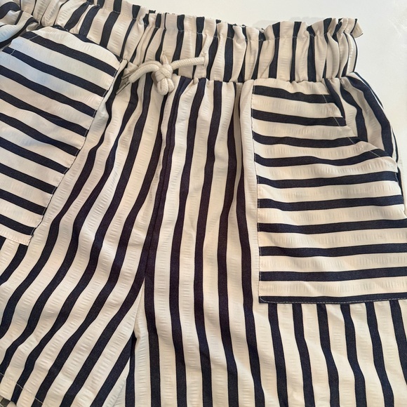SHEIN Black & White High-Waist Striped Drawstring Shorts - Picture 2 of 5